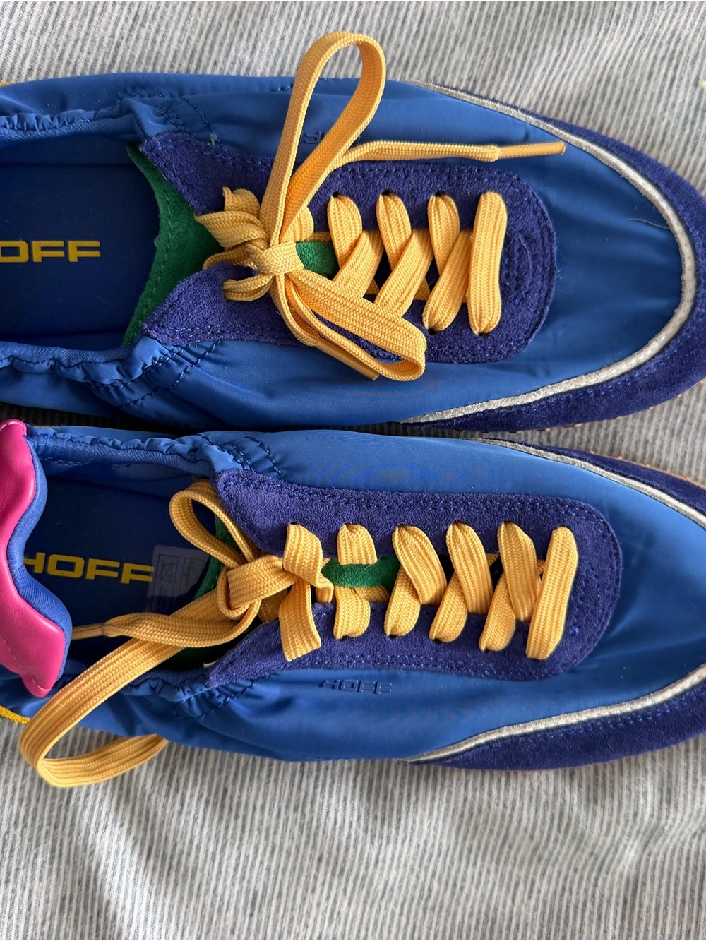 Kids Blue & Yellow Lace-Up Sneakers by HOFF